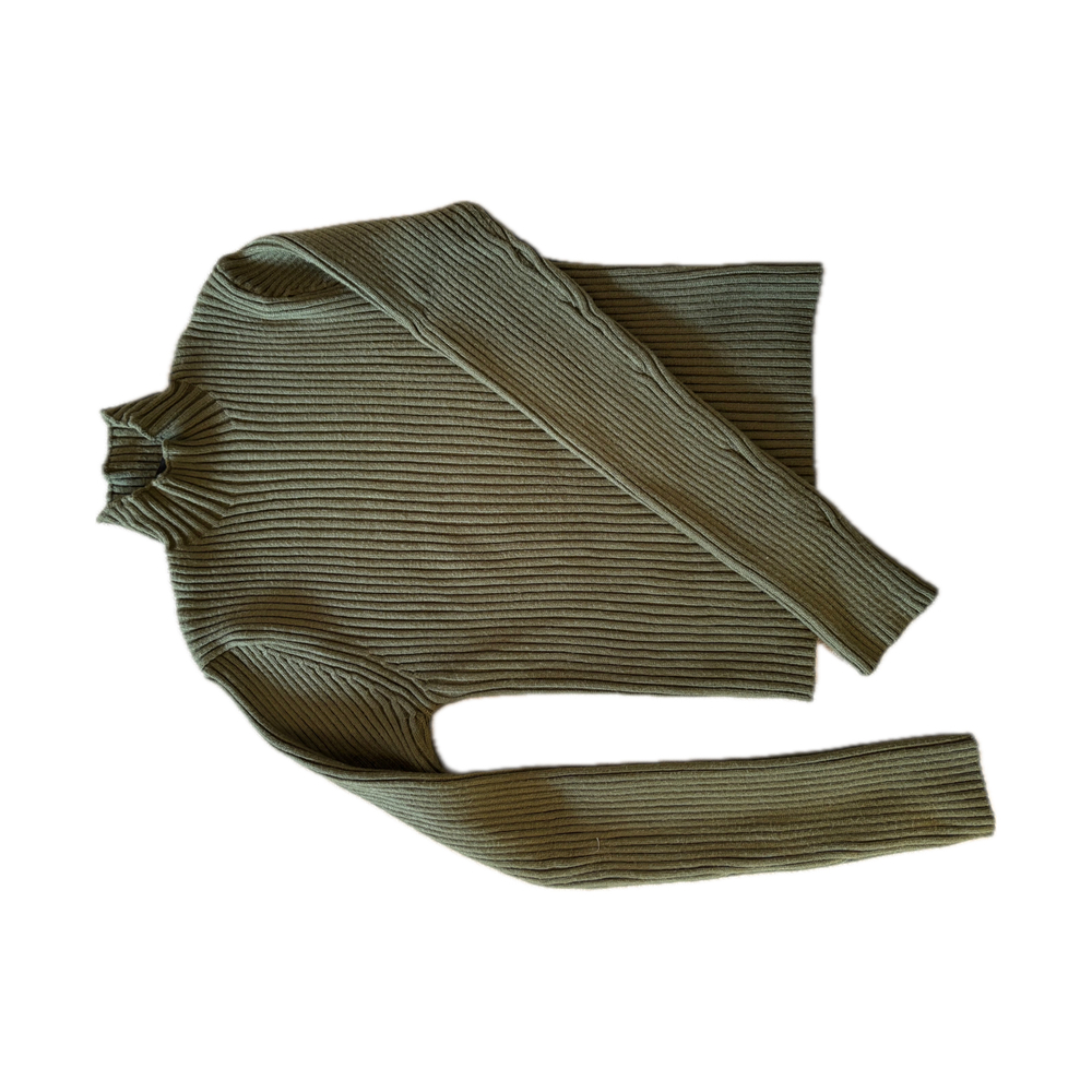 RUTH Olive Green Ribbed Turtleneck Sweater